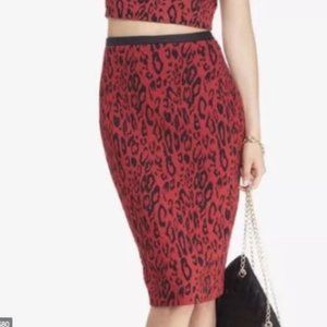 Express Red Leopard Midi Skirt Size 4